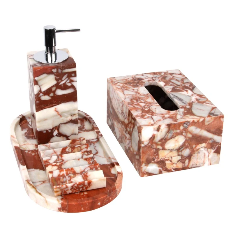 Juego de ba&ntilde;o de m&aacute;rmol rojo Bulgari