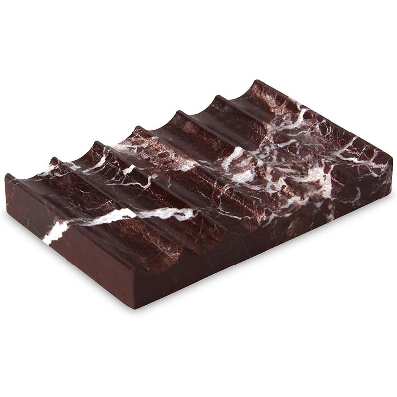 Soporte para jabonera de m&aacute;rmol italiano de lujo, soporte para jab&oacute;n rectangular de m&aacute;rmol rojo Rosa