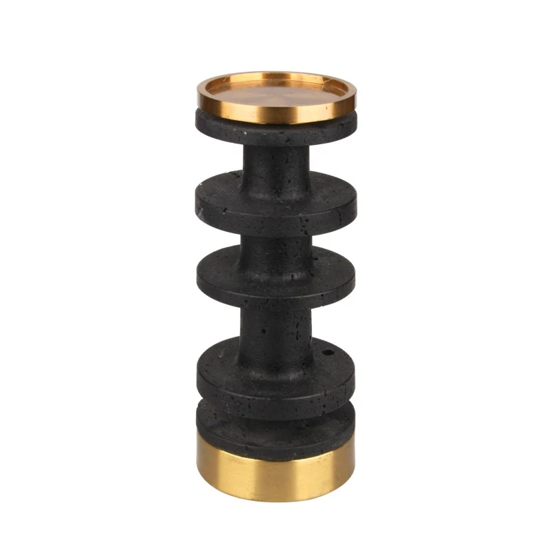 Lujoso candelabro de m&aacute;rmol travertino negro