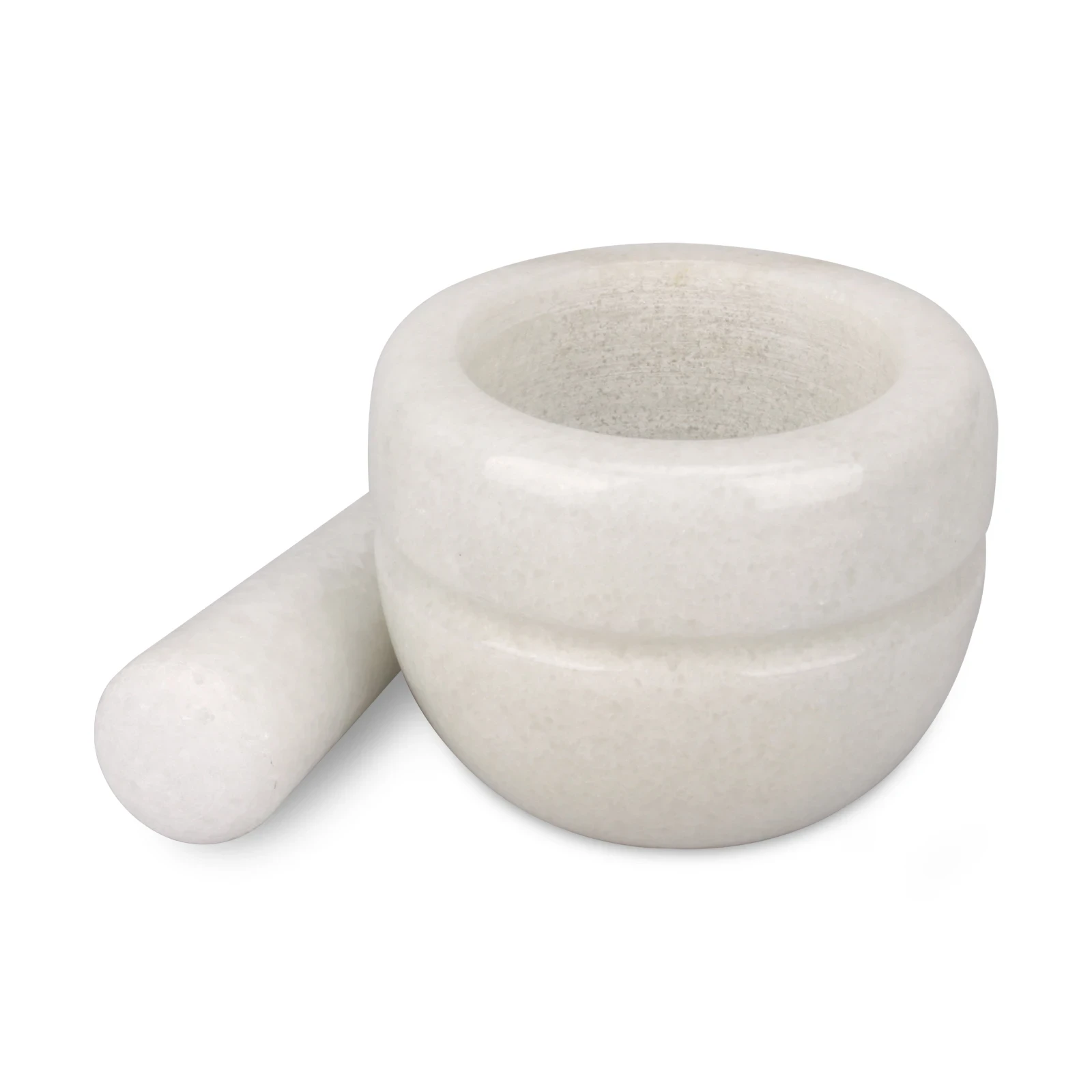 mortero y mortero de m&aacute;rmol blanco D10x8cm H