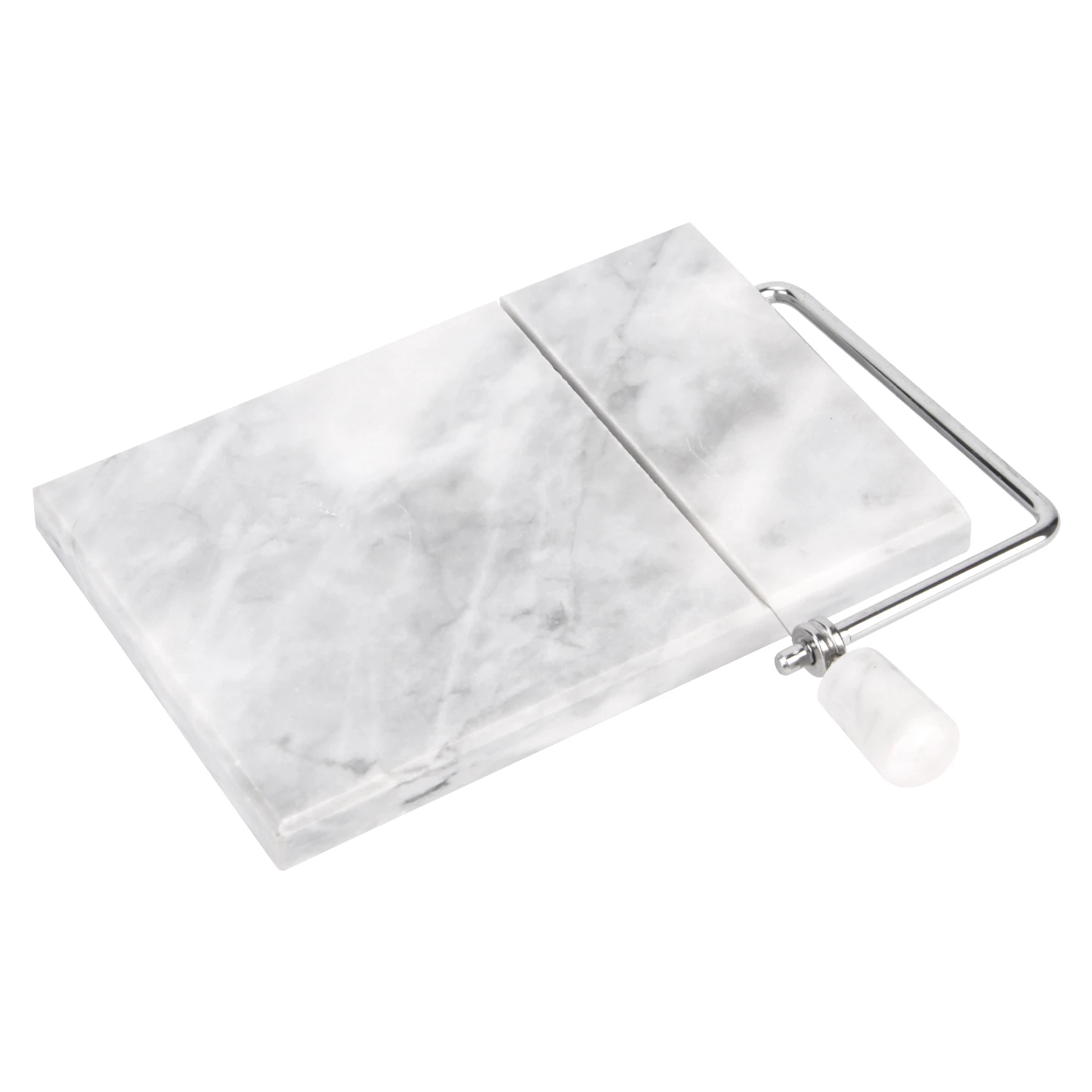 Rebanador de queso de m&aacute;rmol gris blanco con piedra mango