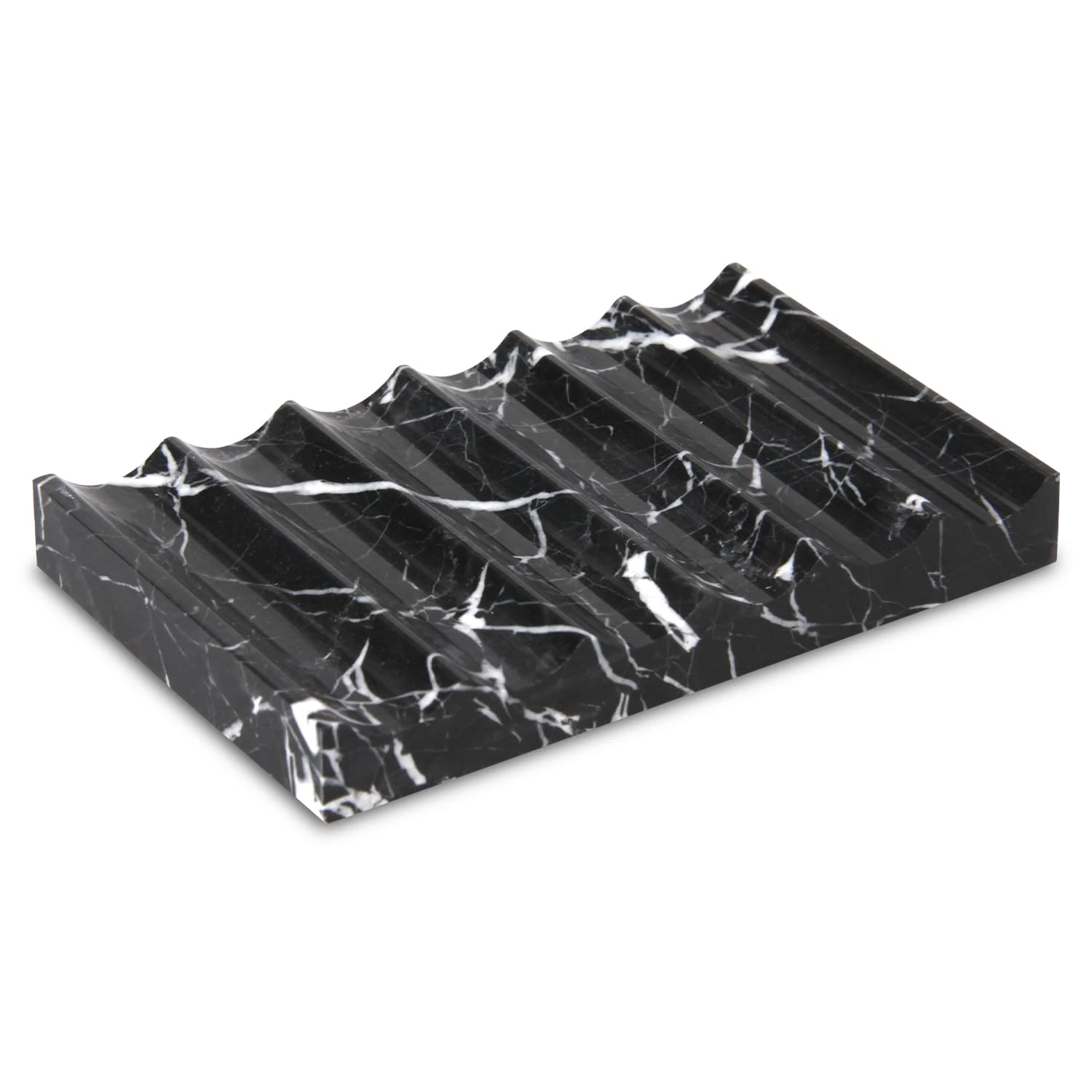 Jabonera de m&aacute;rmol Marquina negro ondulado