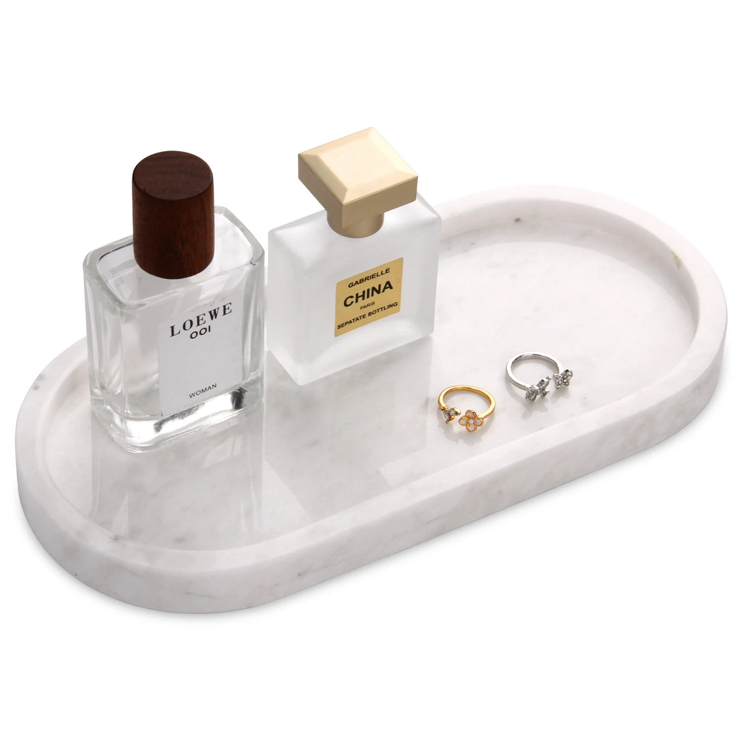 Bandeja ovalada de m&aacute;rmol blanco de Carrara