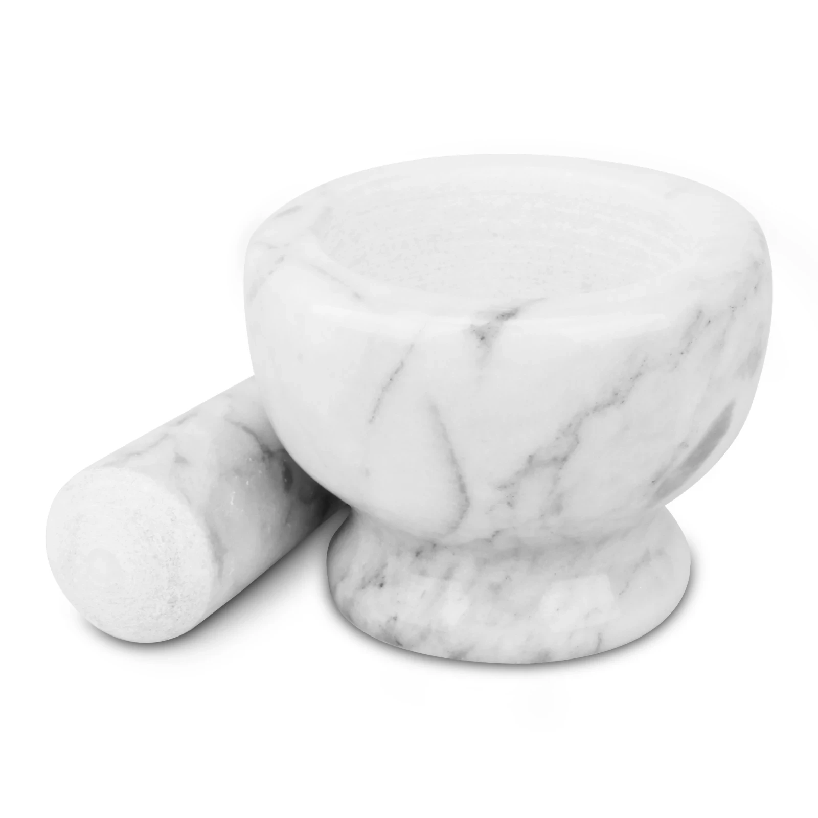 Mortero de m&aacute;rmol gris blanco D8x6cm H