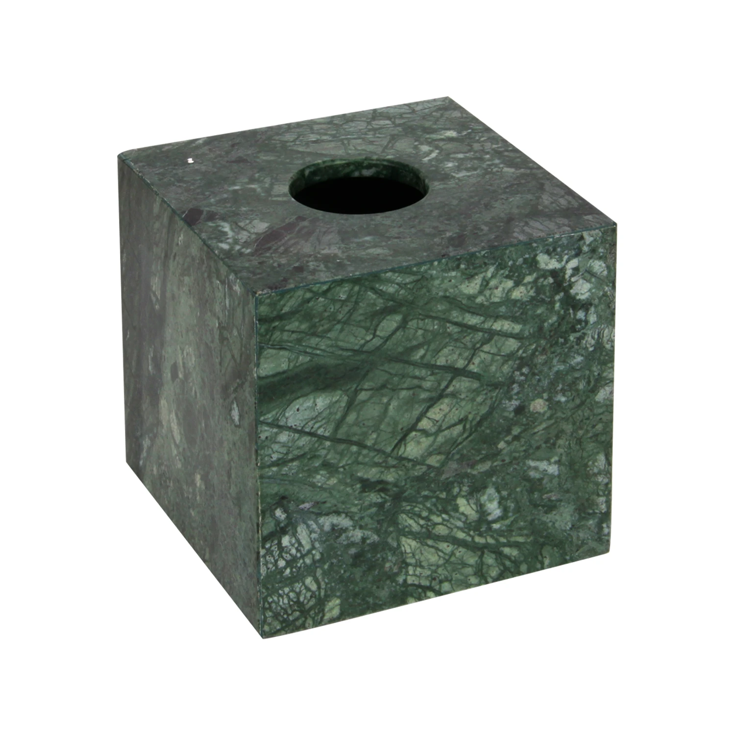 Caja de pa&ntilde;uelos de m&aacute;rmol verde cuadrada