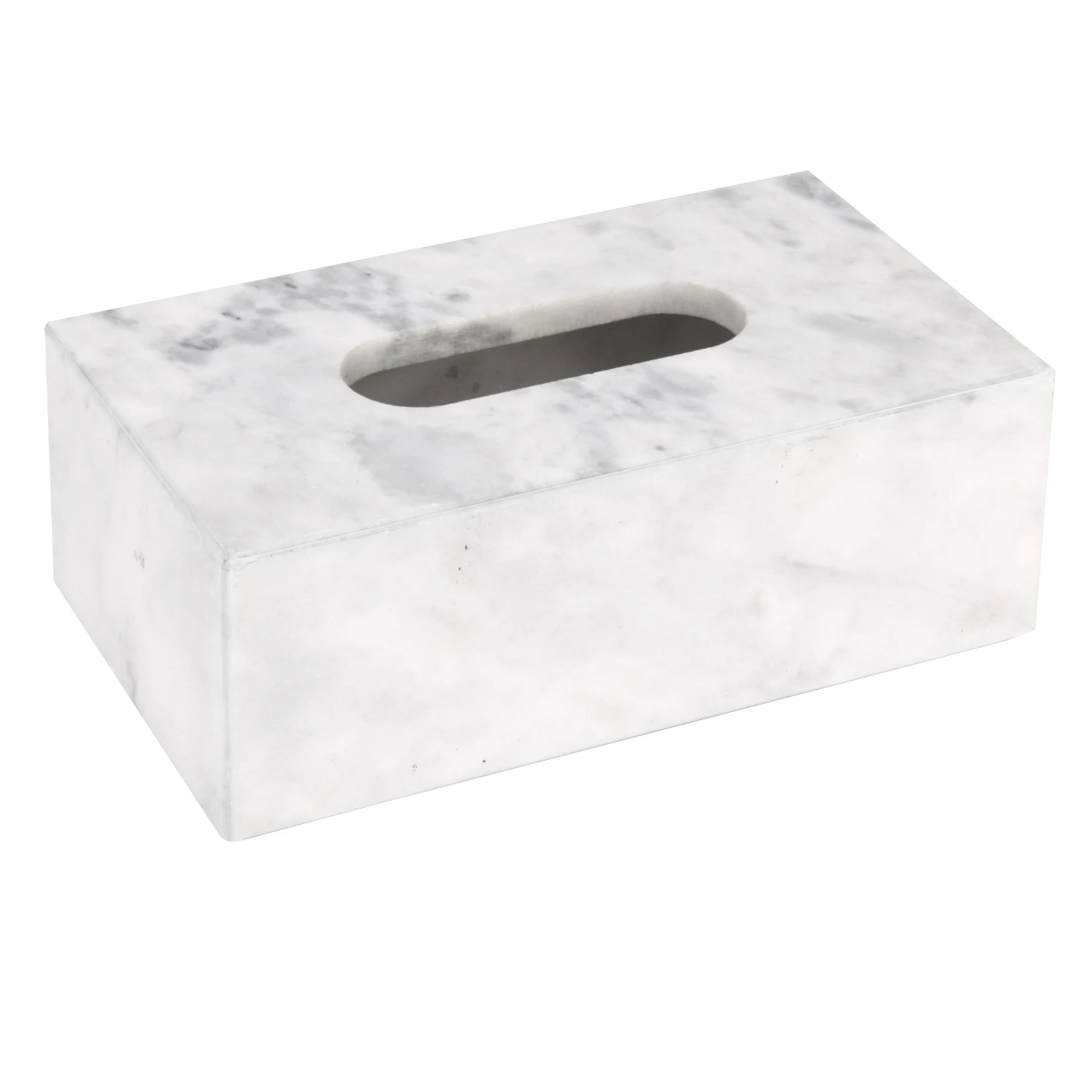 Caja de pa&ntilde;uelos de m&aacute;rmol gris blanco