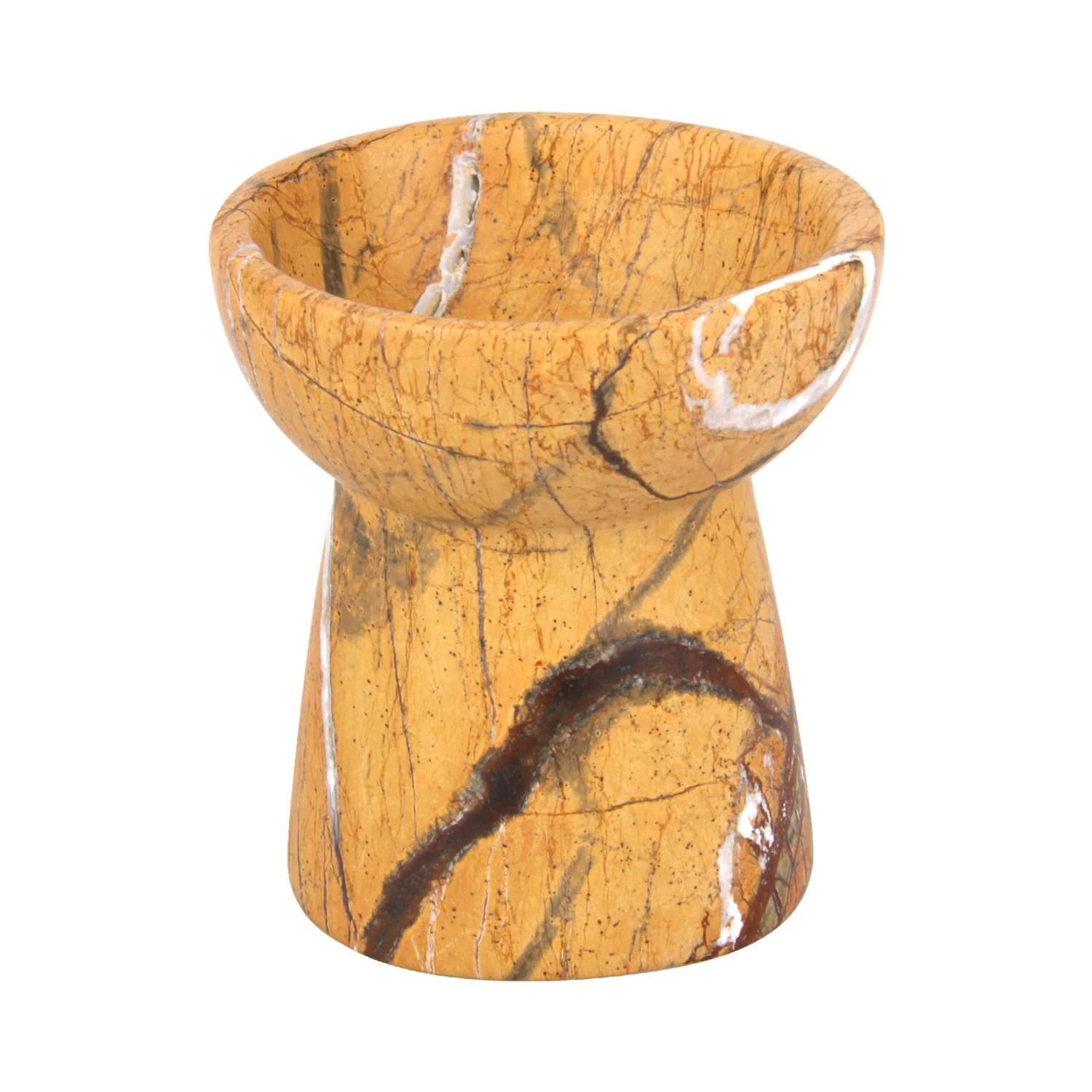 Lujoso candelabro de m&aacute;rmol marr&oacute;n.