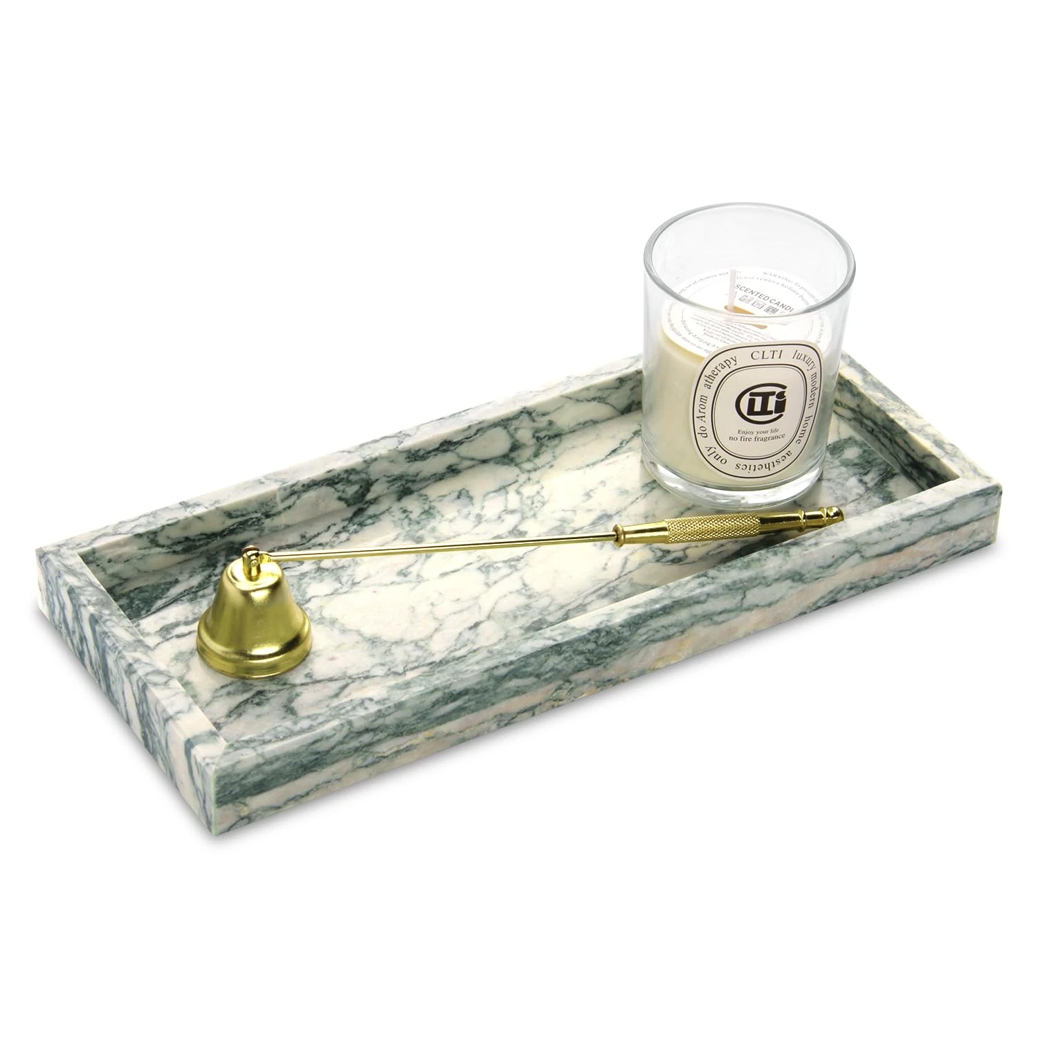 bandeja rectangular de m&aacute;rmol verde loto