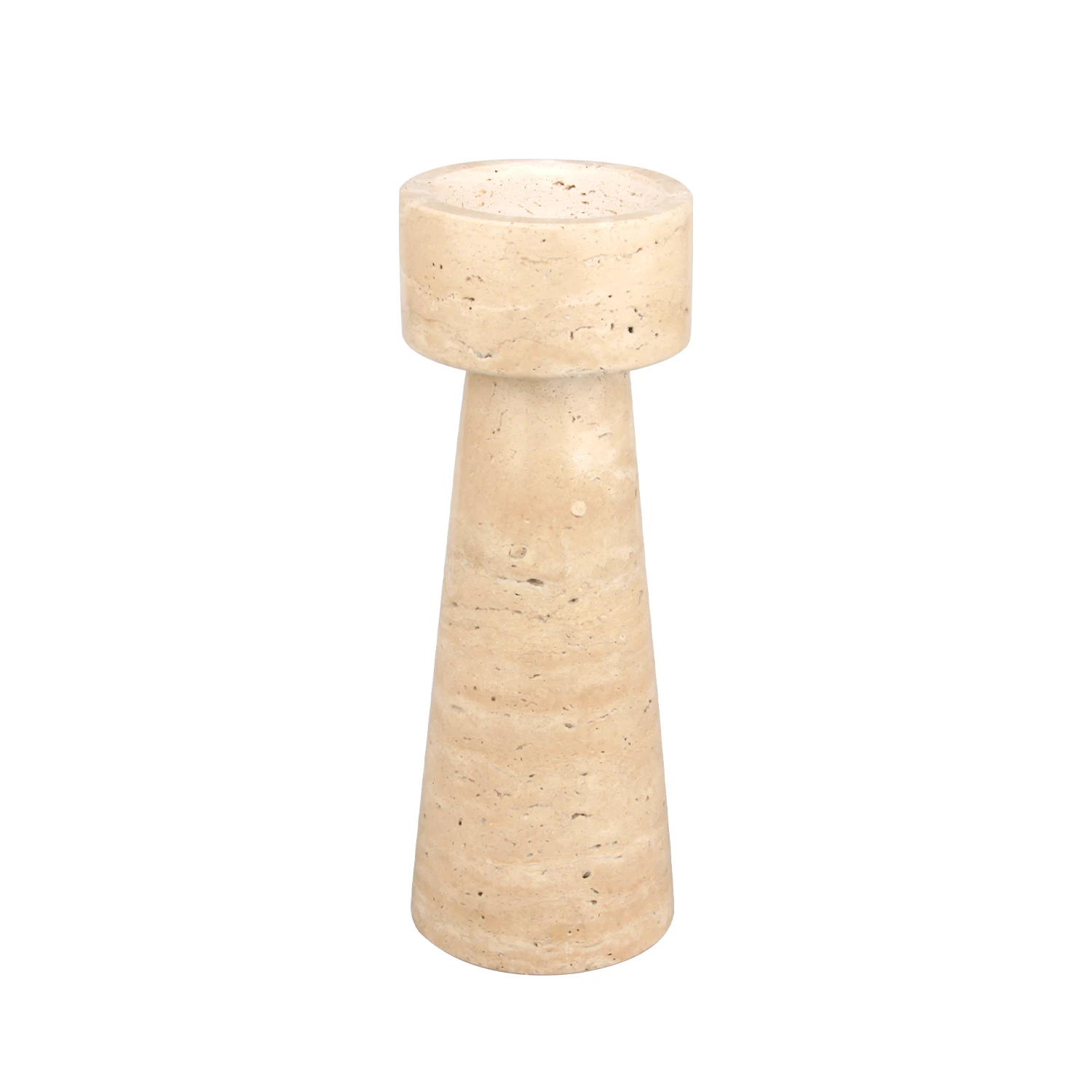 portavelas de travertino beige