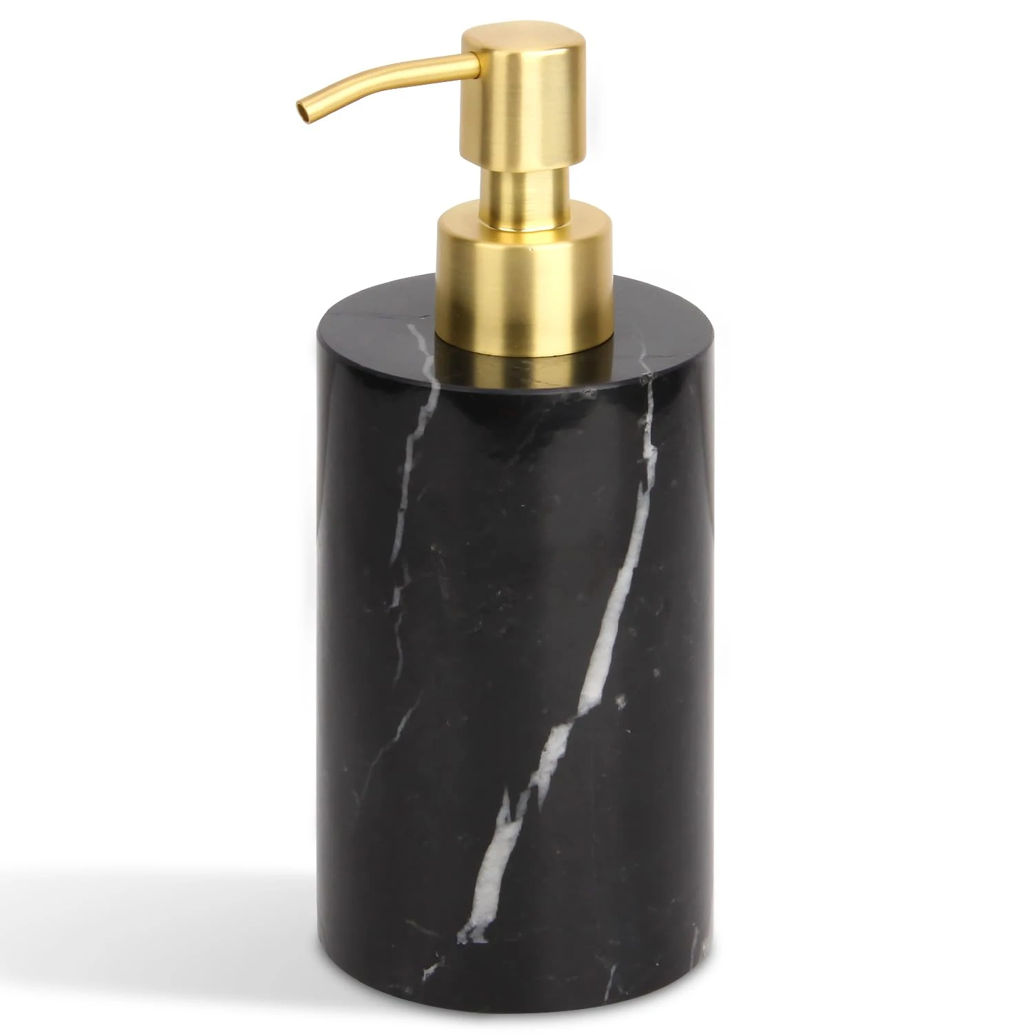 Dispensador de jab&oacute;n redondo de m&aacute;rmol negro Marquina