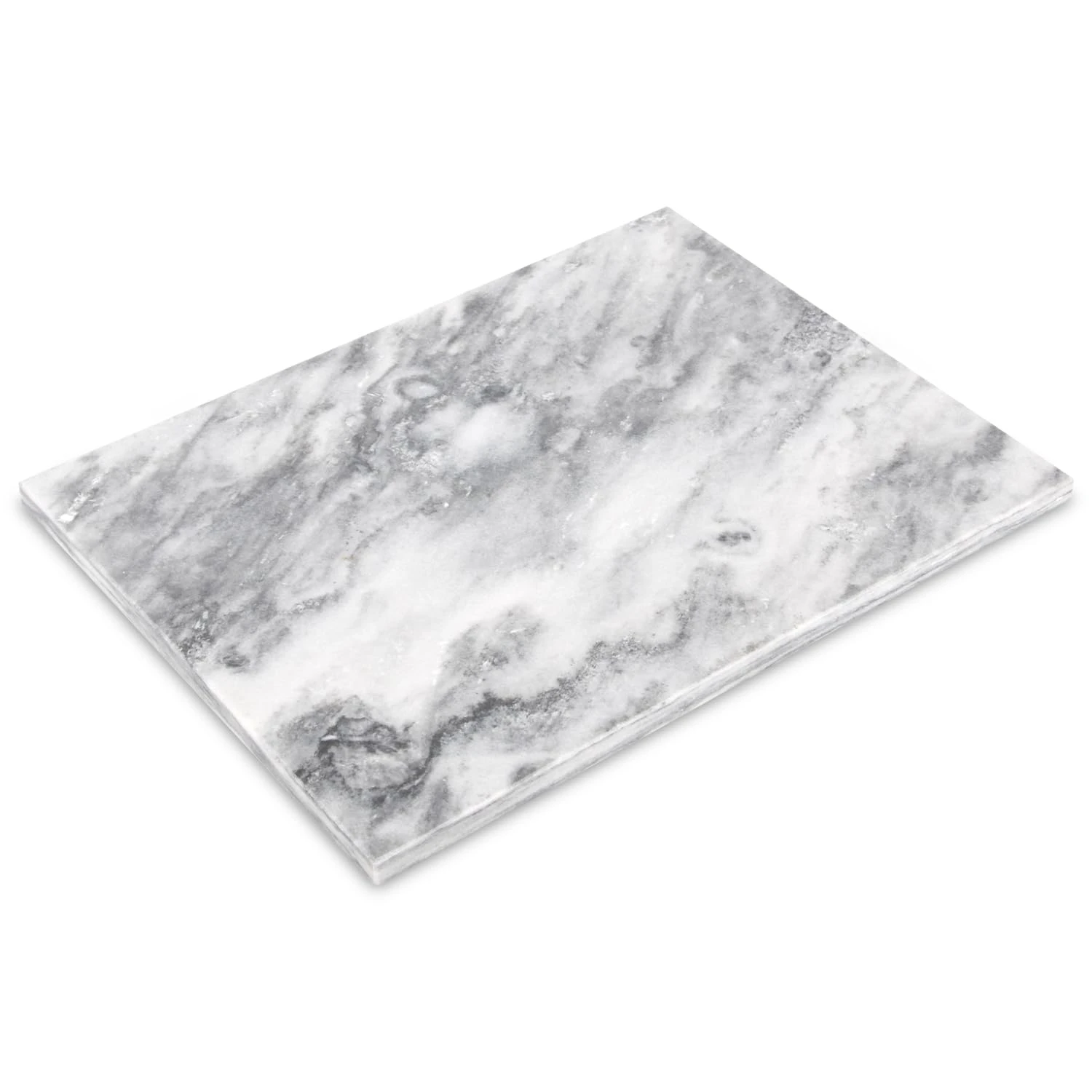 Mantel individual rectangular de m&aacute;rmol blanco y gris