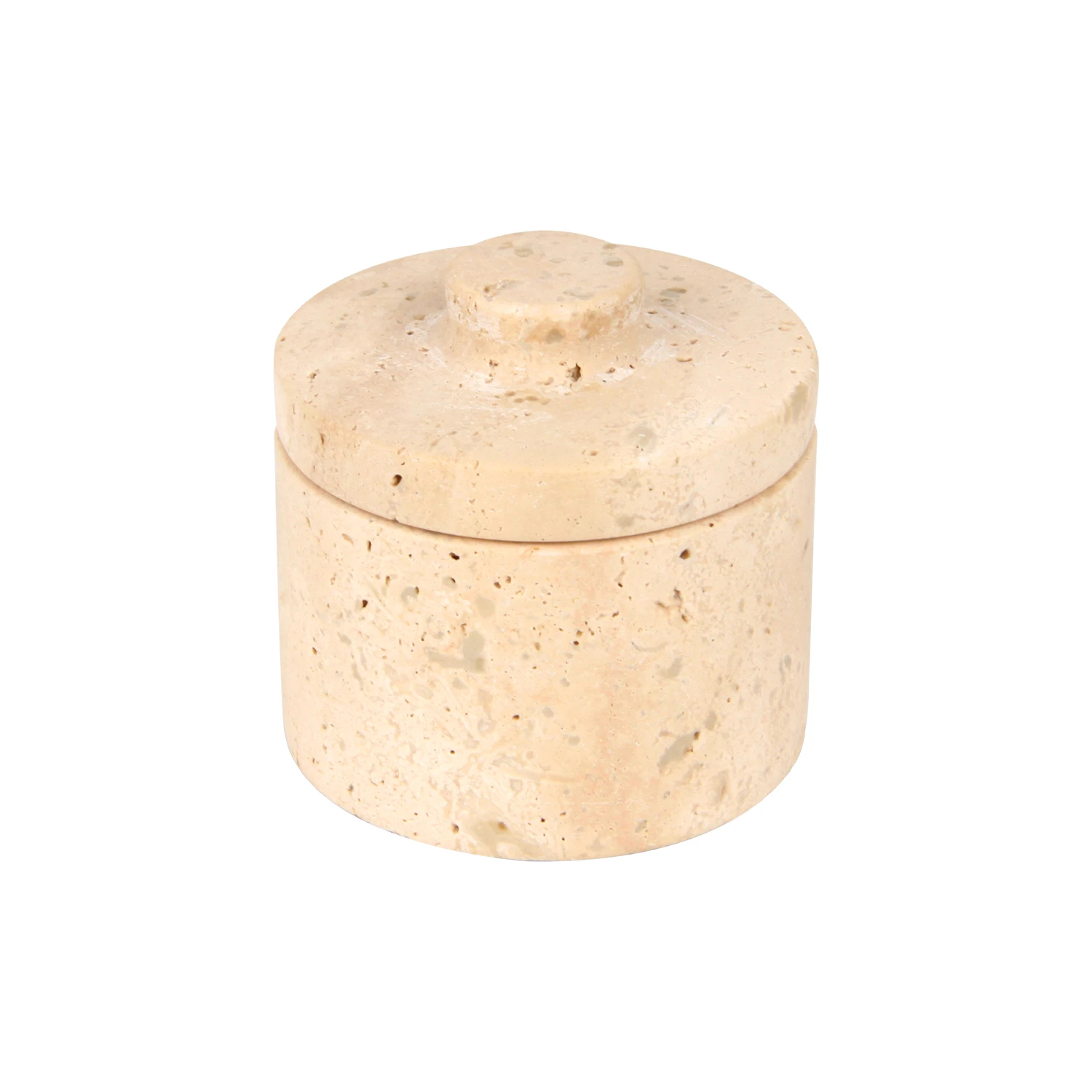 Tarro de almacenamiento de travertino beige
