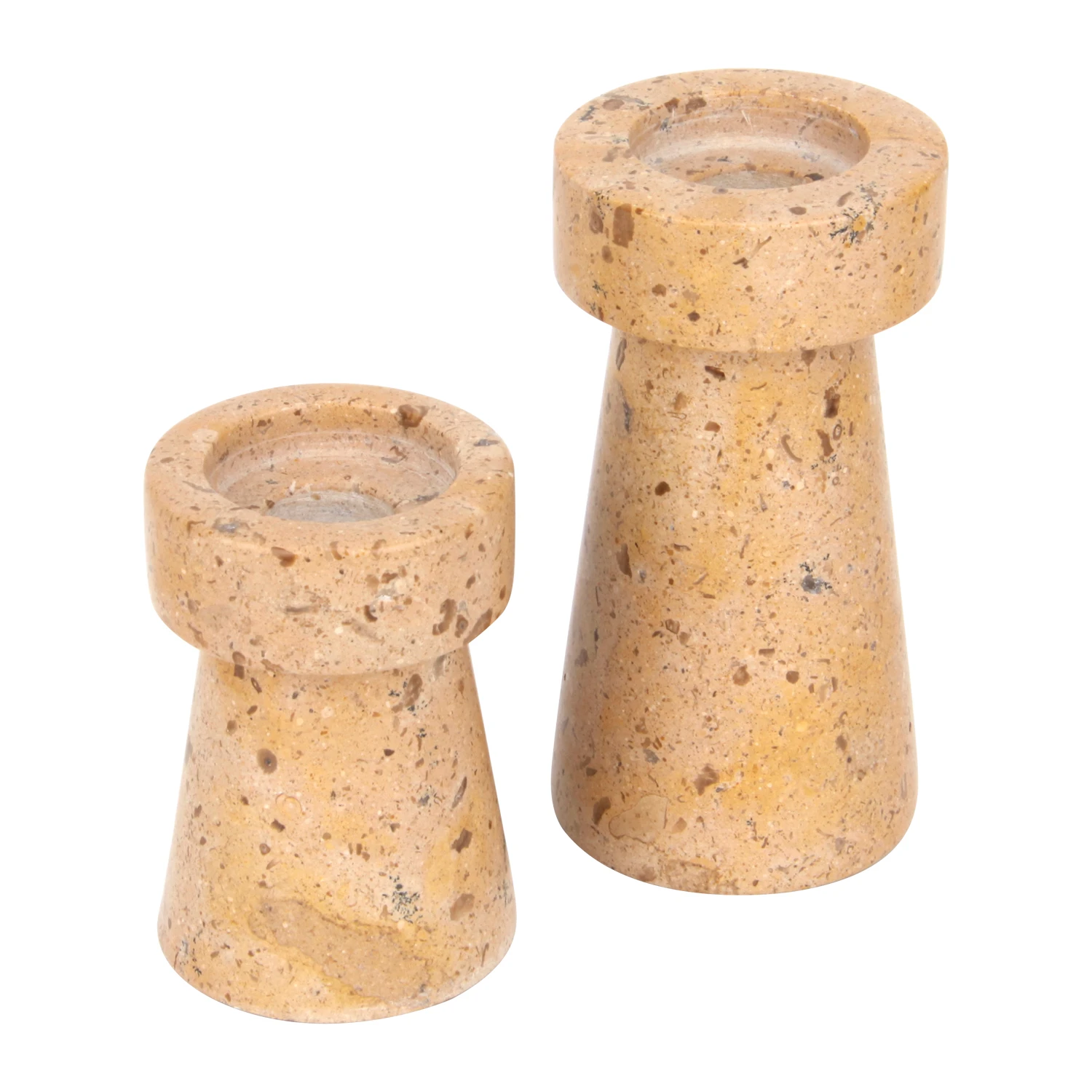 Juego de 2 candelabros de m&aacute;rmol amarillo fangoso