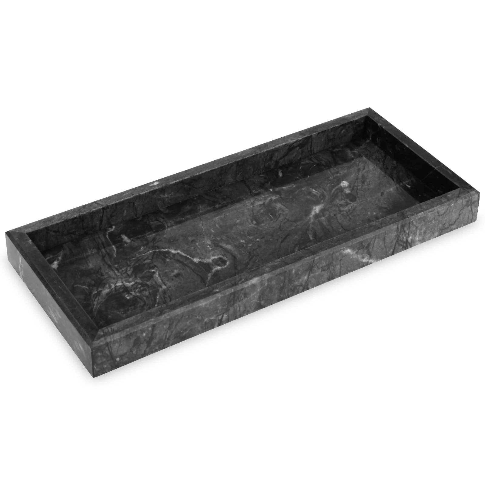Bandeja rectangular de m&aacute;rmol gris oscuro