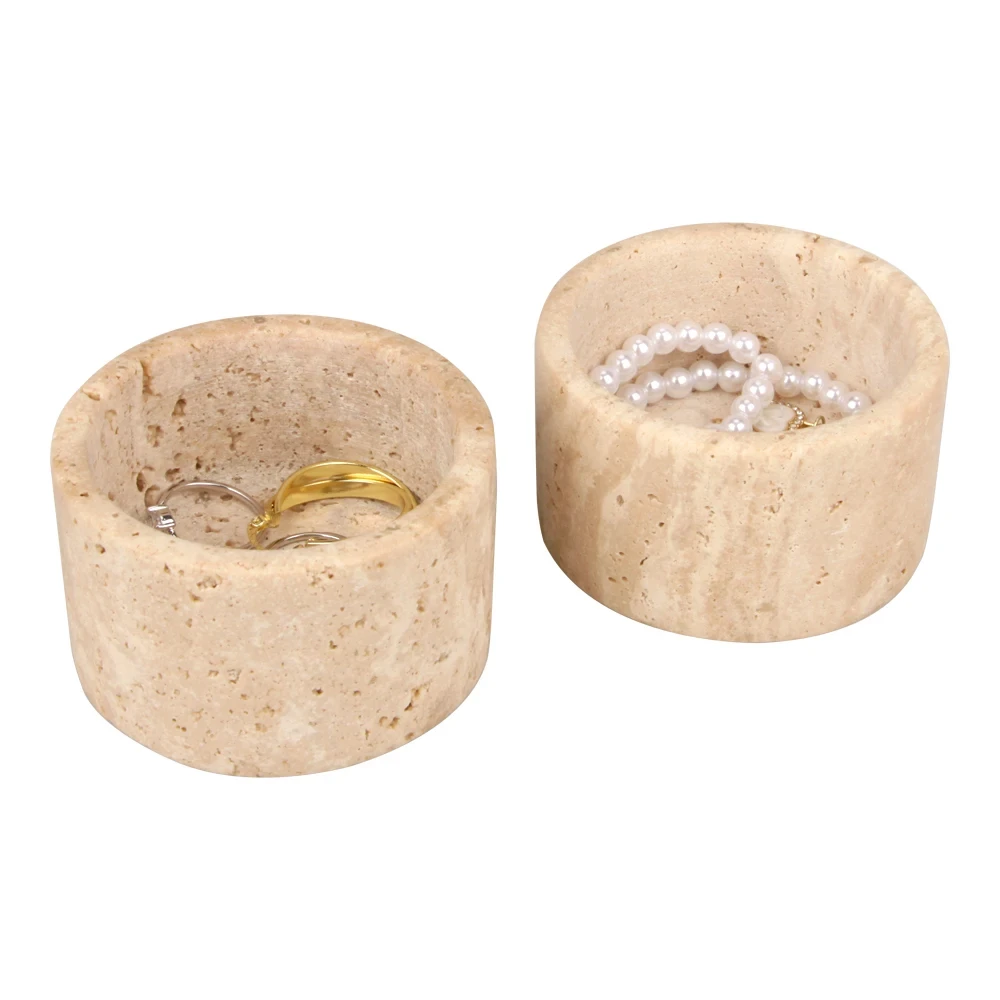 Tarro de almacenamiento de travertino beige