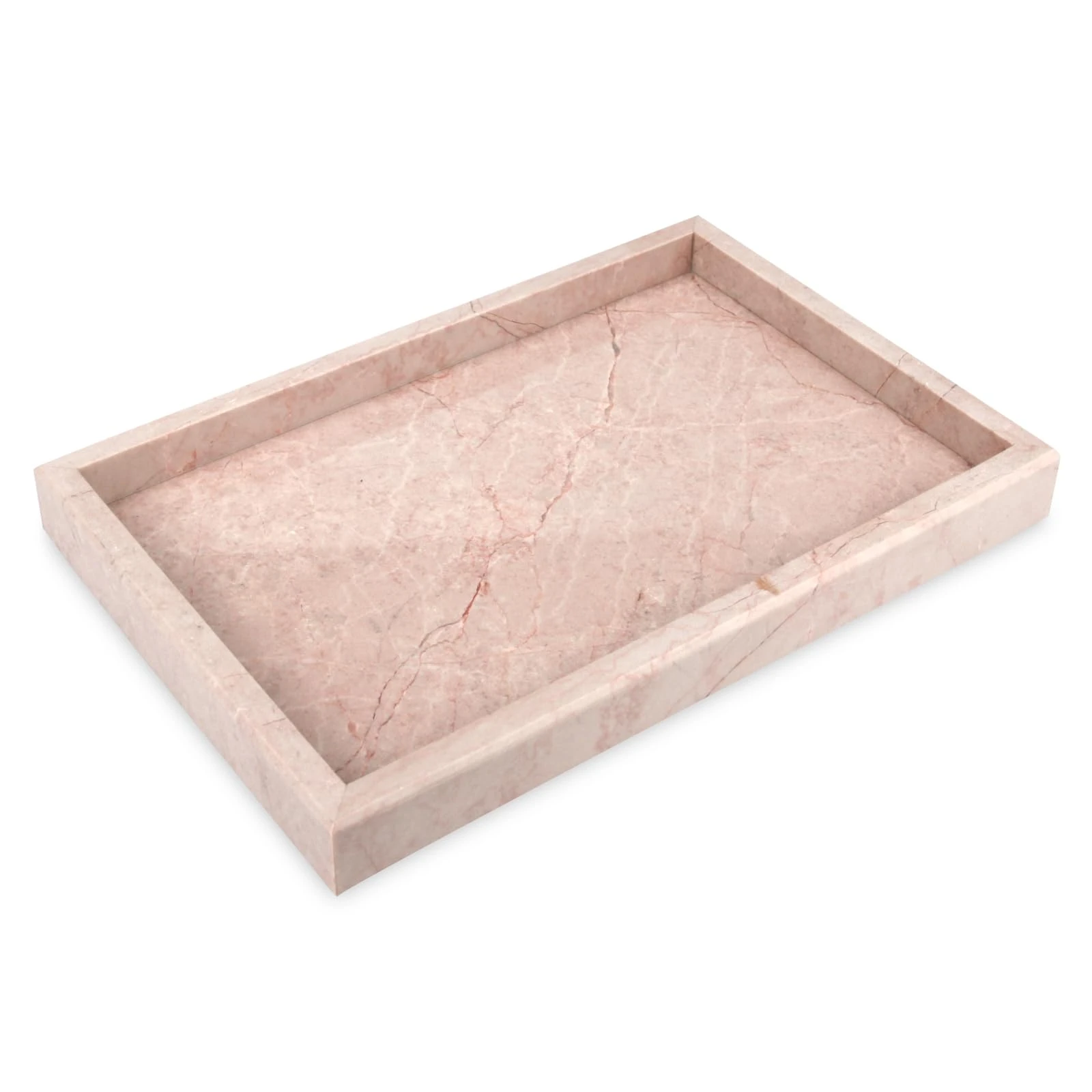 Bandeja rectangular de m&aacute;rmol rosa Bulgari de lujo