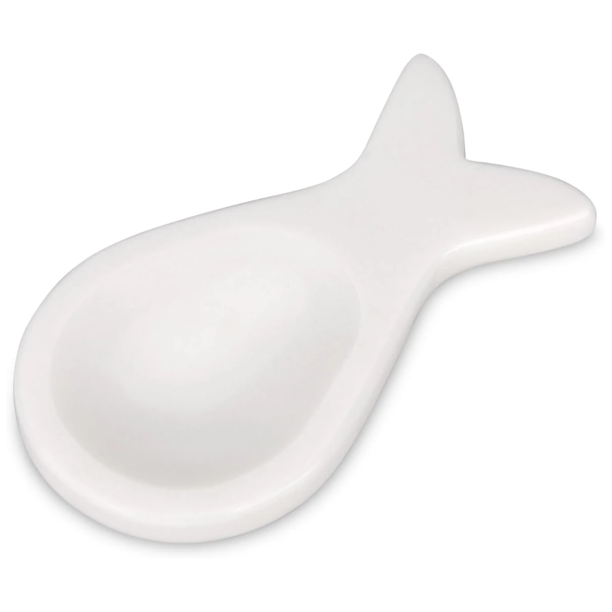 Reposacucharas de m&aacute;rmol con forma de pez blanco