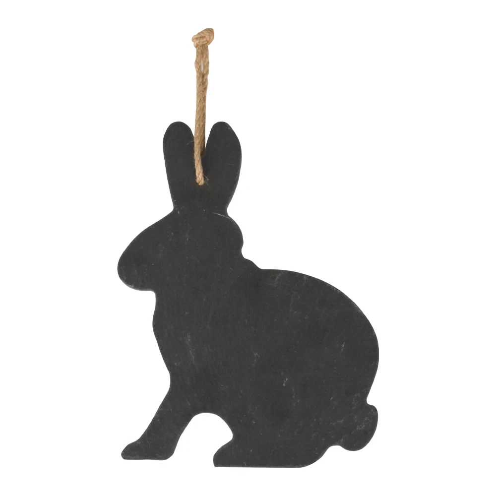 Tablero colgante de pizarra con forma de conejo