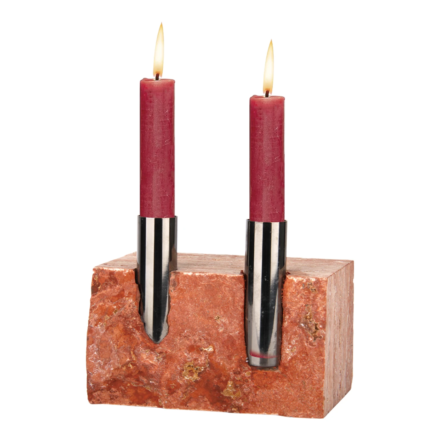 Lujoso candelabro de travertino rojo