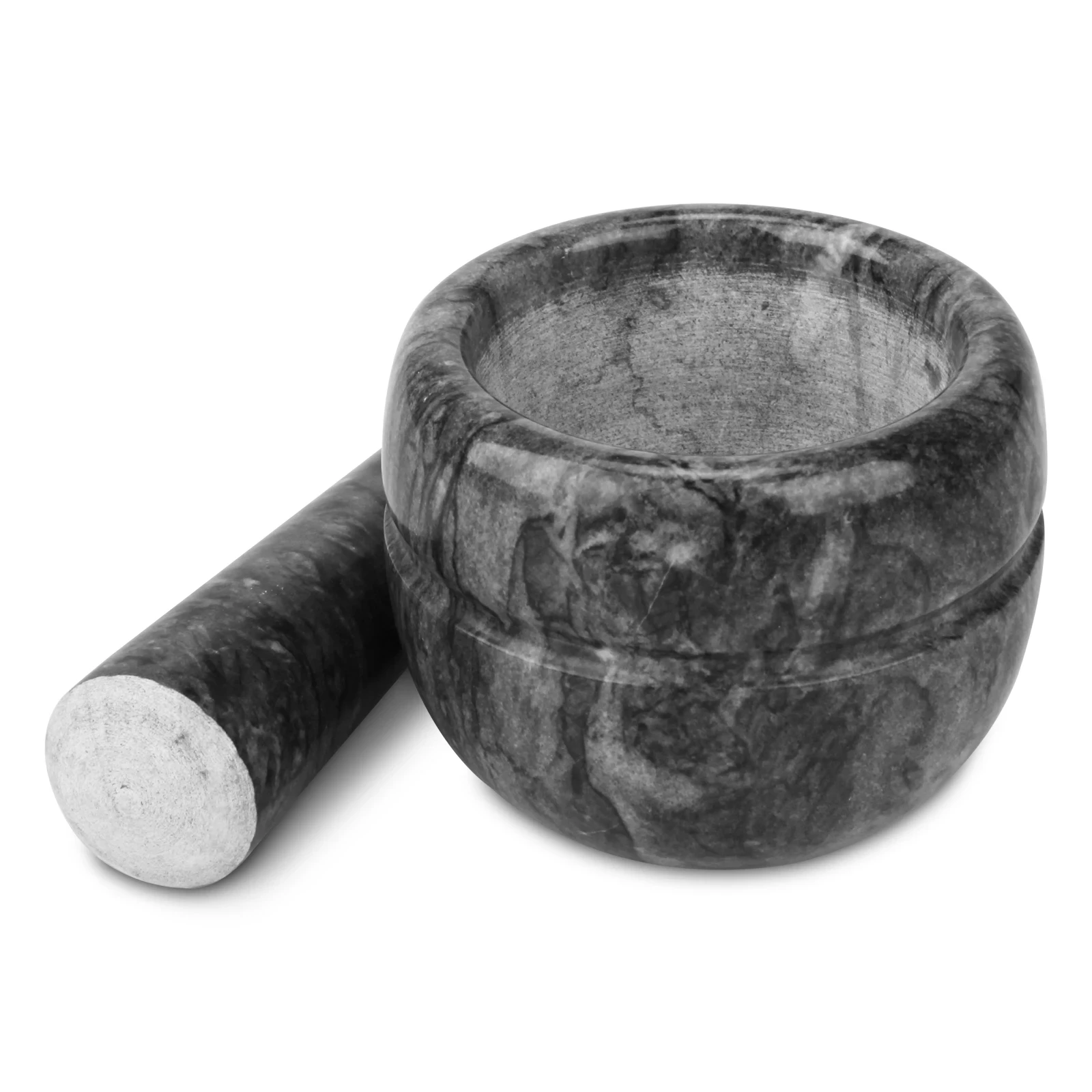 Mortero de m&aacute;rmol gris negro D10x8cm H