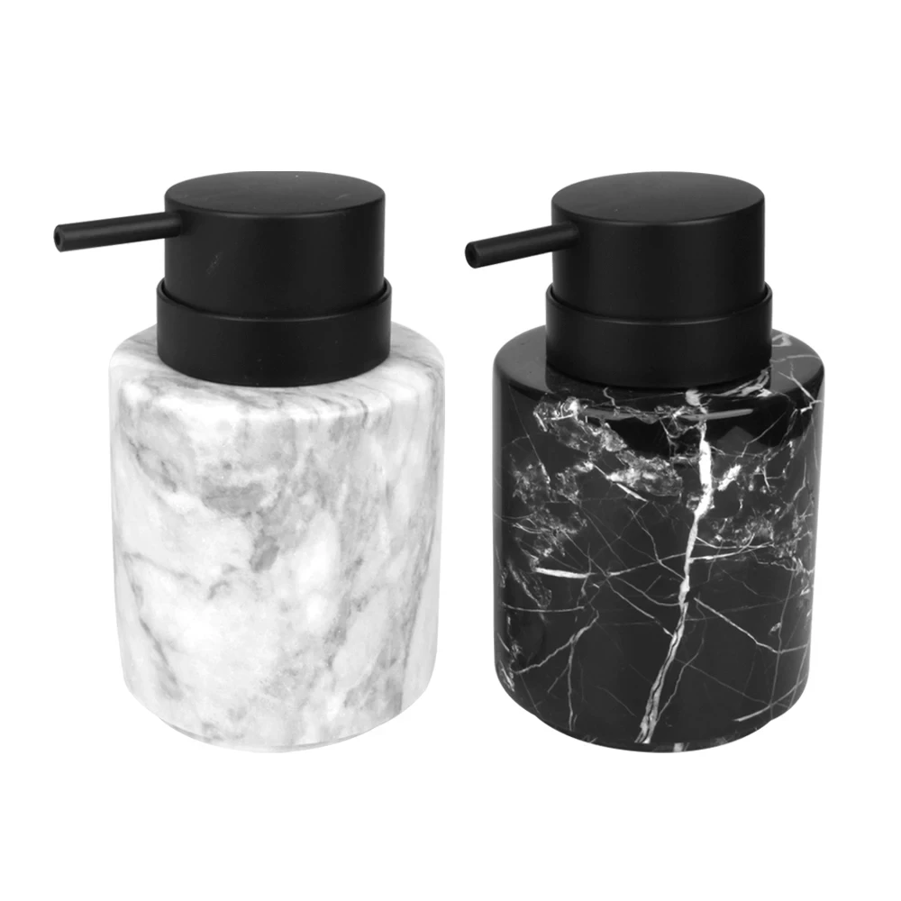 Dispensador de m&aacute;rmol gris blanco, acabado mate