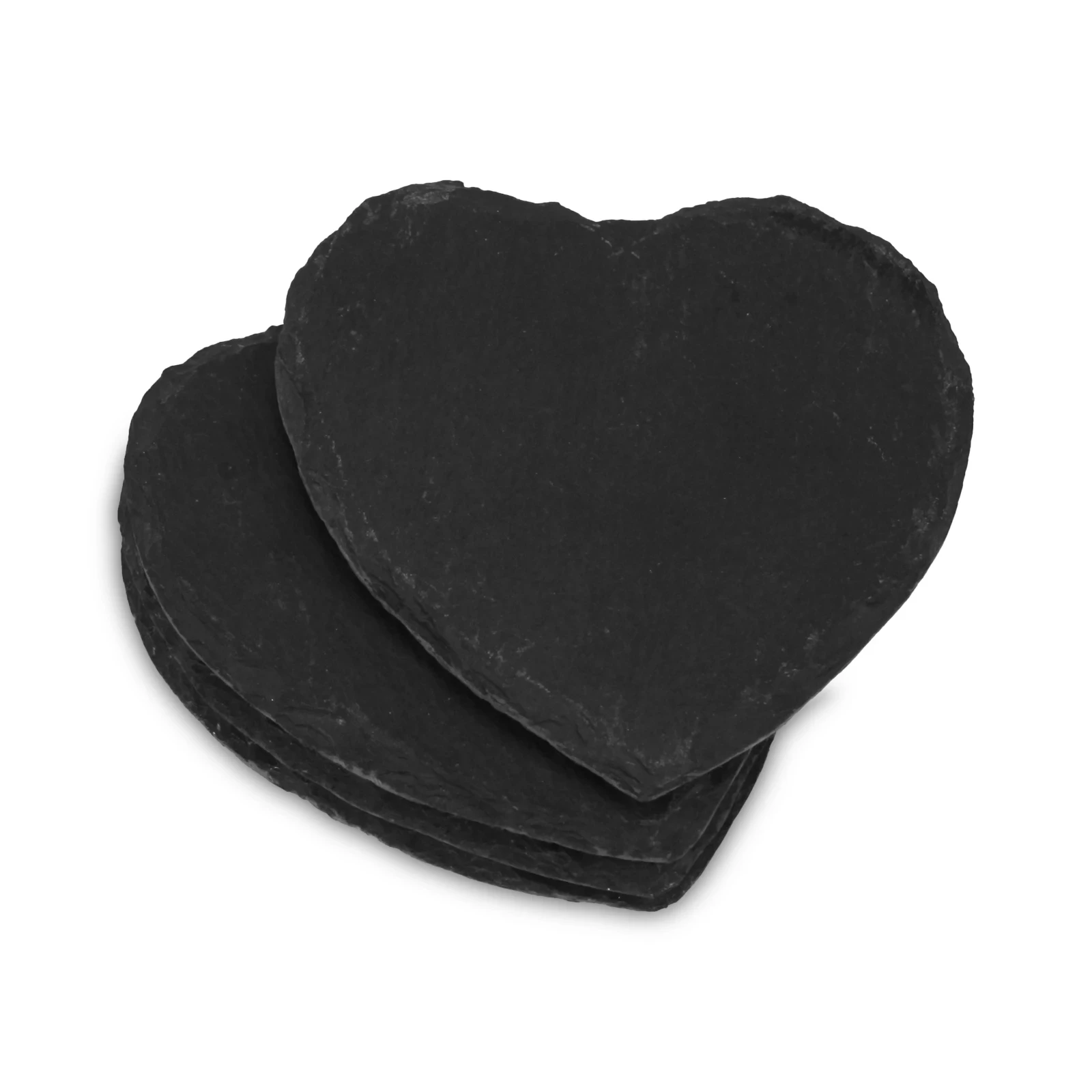 Juego de 4 posavasos de pizarra con forma de coraz&oacute;n