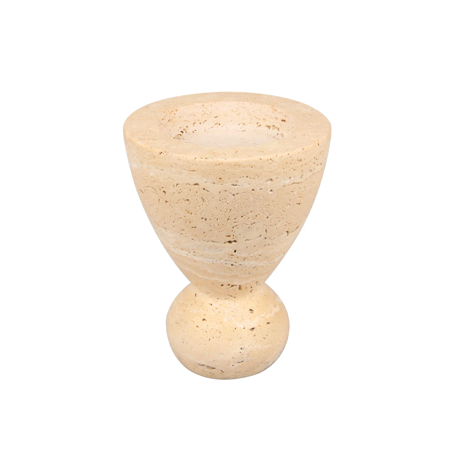 portavelas de travertino beige