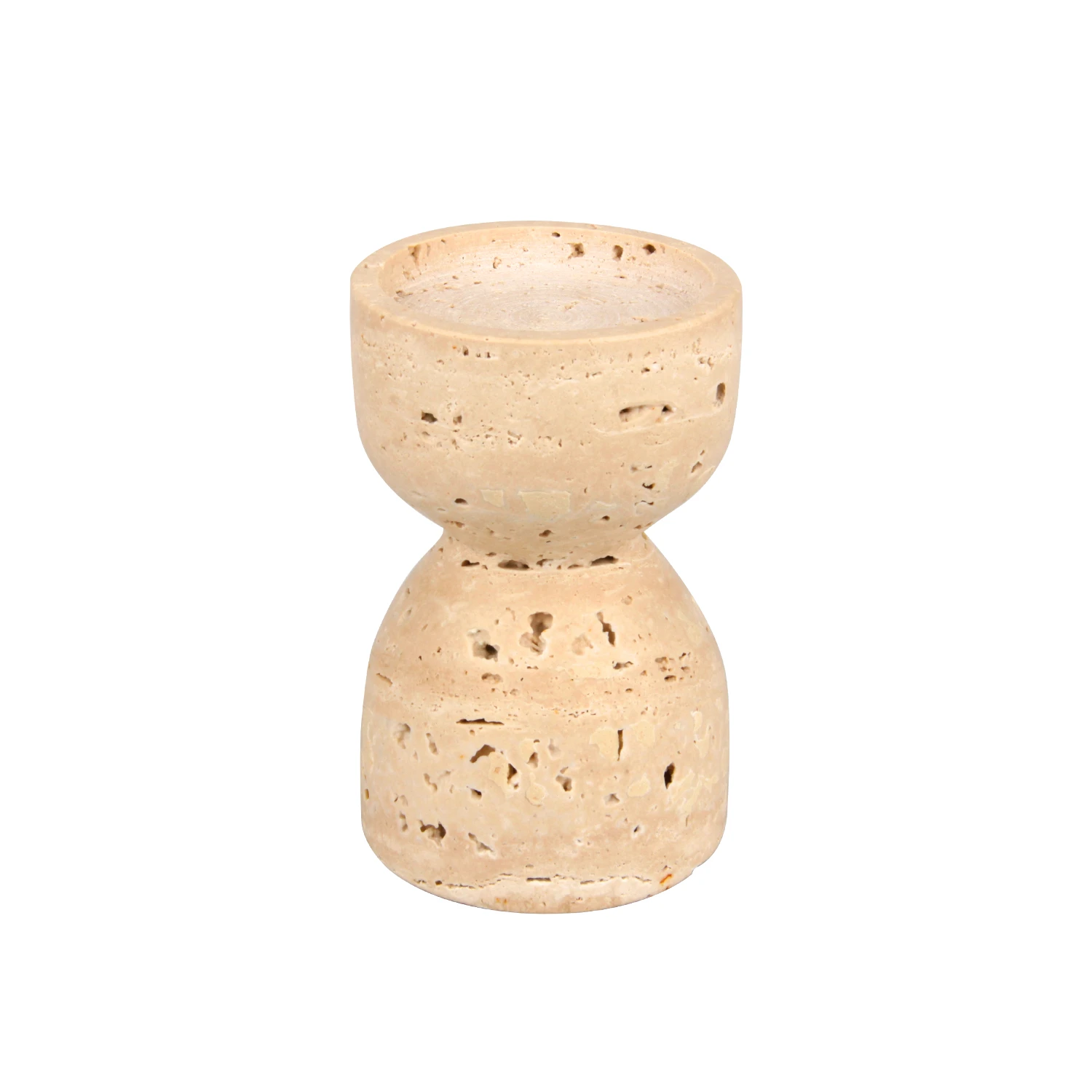 portavelas de travertino beige
