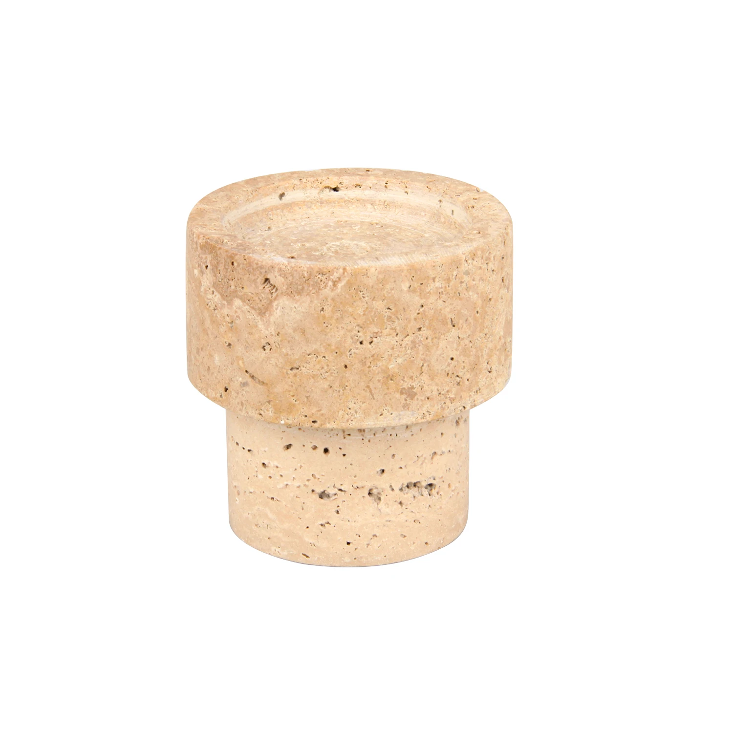portavelas de travertino beige